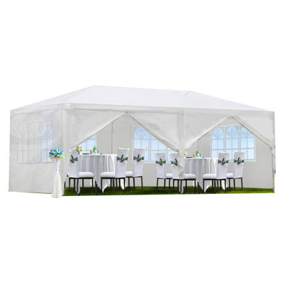 Tente de réception 10 pi x 20 pi, tentes de mariage en plein air avec 6 parois latérales amovibles, abri de jardin pour les fêtes, tentes à auvent imperméables, tente de réception de mariage