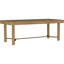 Table de salle à manger extensible Sand Wash 9, table rectangulaire extensible, dossiers en canne tissés à la main et sièges rembourrés en tissu crème pour un style d'évasion côtière avec du bois brun, espace de table confortable