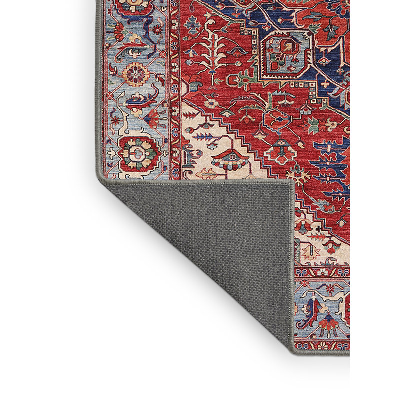 Tapis oriental rouge / beige / bleu Runell, Rectangle 5' x 7'