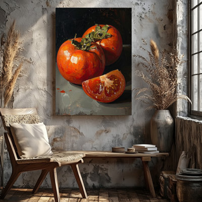 Wall Art Persimmons In Shadow Canvastextured Oil Painting Still Life Canvas Ready To Hang Gallery Wrapped Home Decor Modern Design