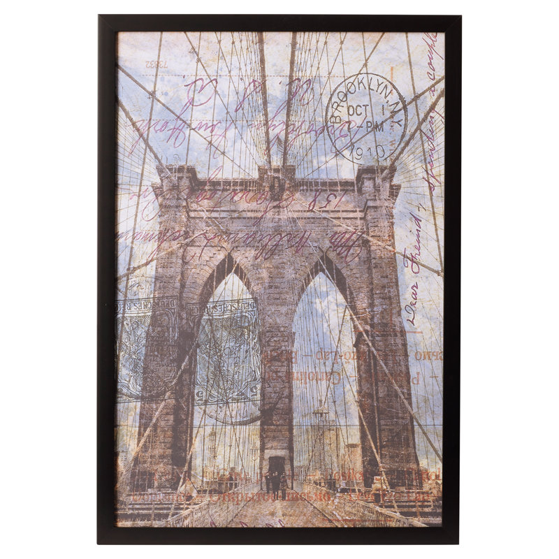Pont de Brooklyn - impression encadrée, H 25,5 po x l 21,5 po x P 0,5 po