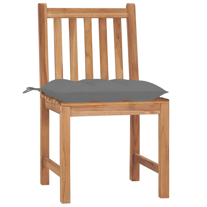 Bryantjr Teak Patio Chair with Cushions, Gray