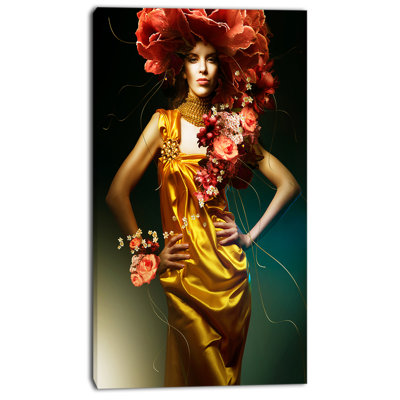 Portrait ‘Sensual Woman in Yellow Dress’ Graphic Art