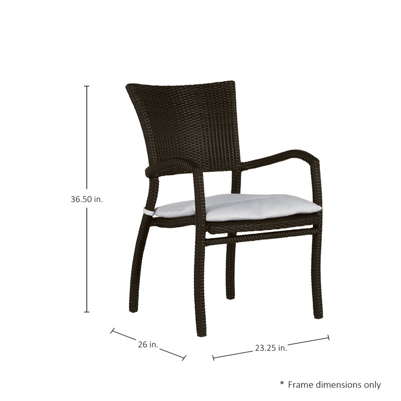 Fauteuil empilable Skye en résine tressée N-Dura, Trépointe, Forêt de lin, Noir noyer