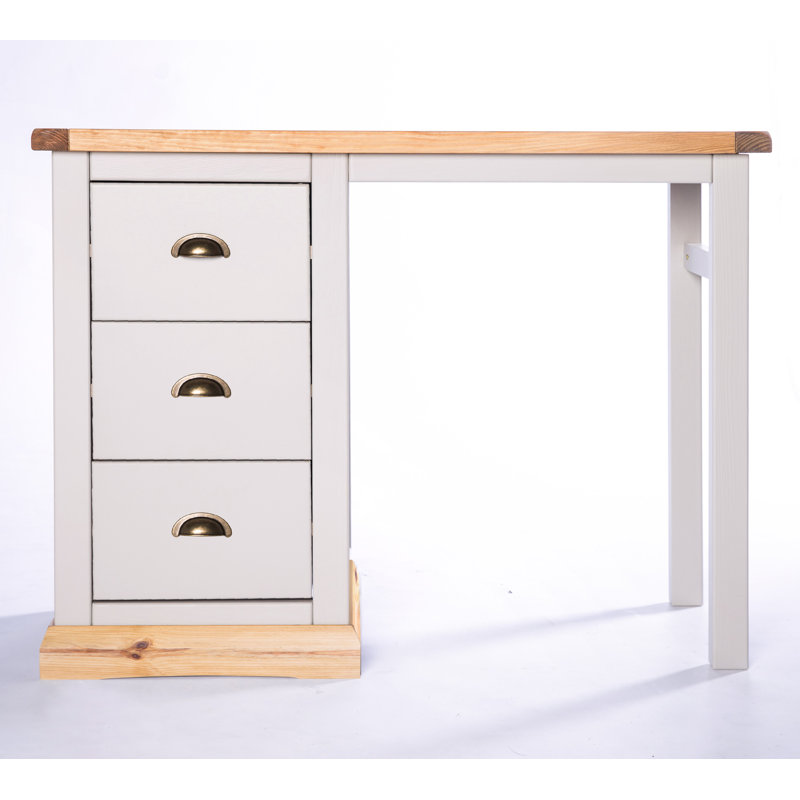 Beacsfield Dressing Table with Mirror, Grey/Brown/Antique Brass 