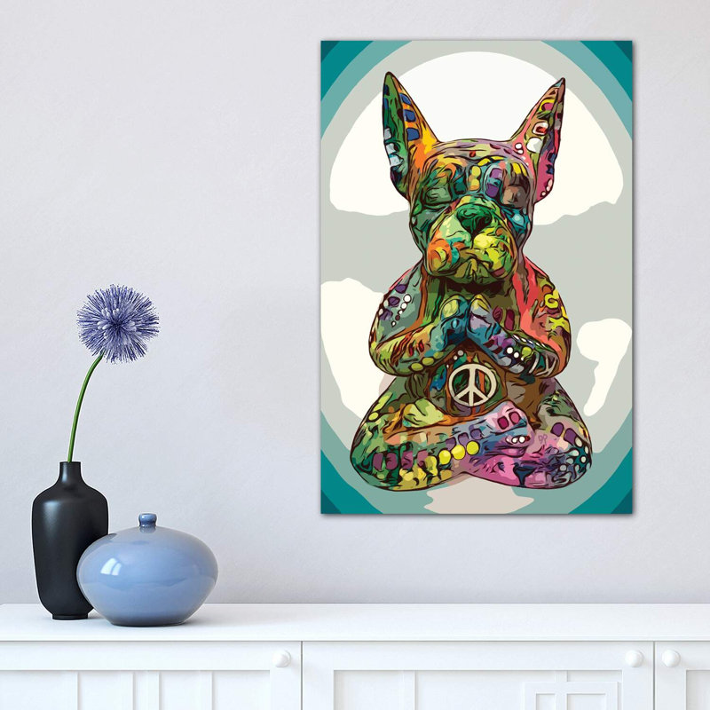 French Buddha Bulldog by Dean Russo - Wrapped Canvas Print, 30.48 cm H x 45.72 cm W