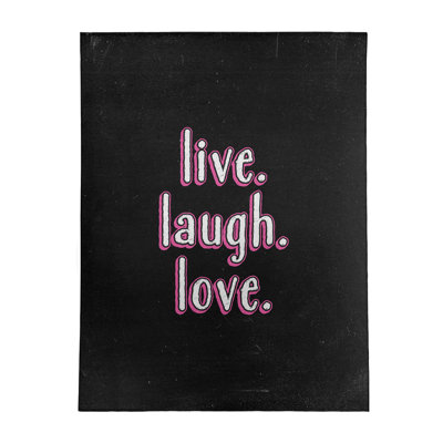 Tapis en poly-chenille style tableau noir style "live" love quote