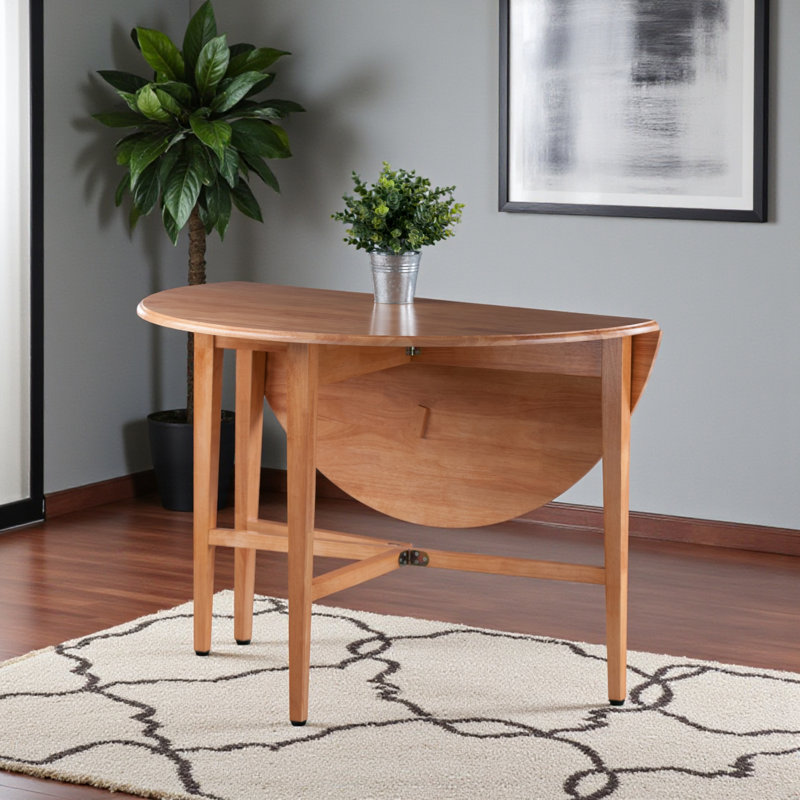Zackary Solid Wood Extendable Round Dining Table in Oak Brown, 29" H X 41.85" W X 41.85" D