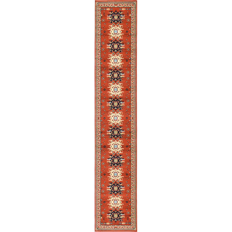 Tapis oriental en terre cuite Eesi, Tapis de couloir 3 pi x 16 pi 5 po