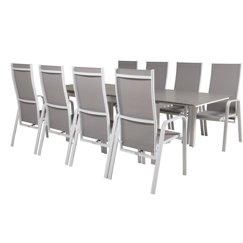 Faiyaz 8 - Person Patio Dining Set with Extendable Rectangular Table