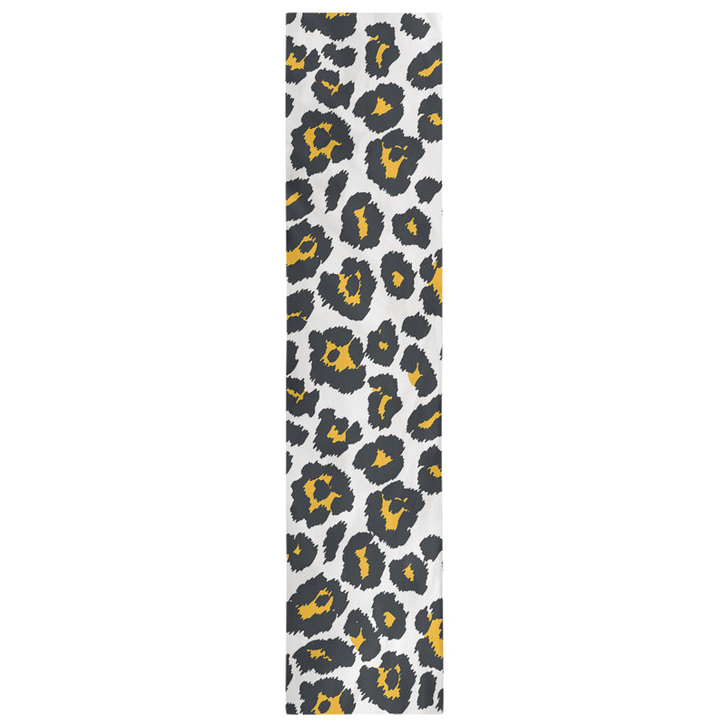 Animal Print Table Runner, 72" x 16", White/Black/Yellow