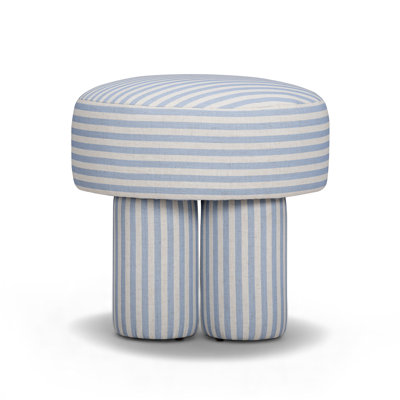 Masha Blue Striped Linen Stool