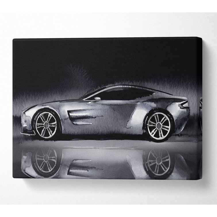 Aston Martin DB9 Silver Side Profile - Wrapped Canvas Print