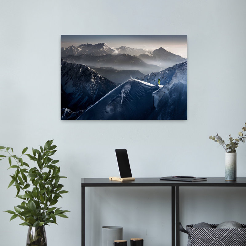 Art contemporain contemporain, paysage de montagne abstrait, H 16 po x l 24 po