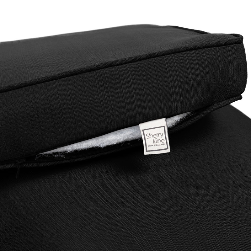 Gusseted And Corded Seat Cushion With Zipper, Filled With White Virgin Polyester Fiber., Black