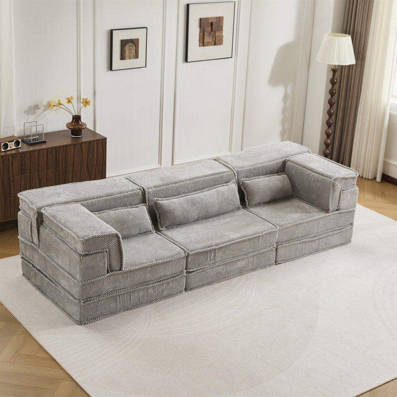 Canapé-lit convertible, Tissu gris pâle