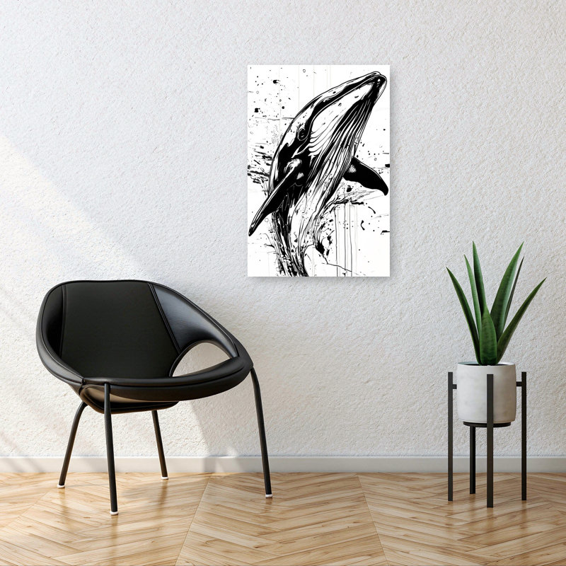 Dynamic Whale Splash Abstract Dramatic Contemporary Whale Ocean Wildlife Wall Art Print 1 Piece Wrapped Canvas Wall Art