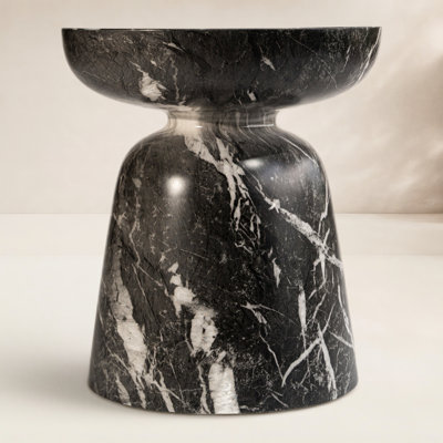 Outdoor Faux Stone Goblet Side Table