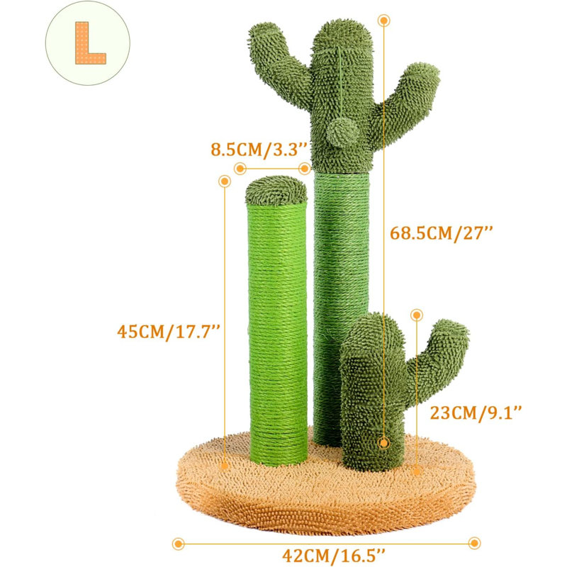 Grattoir route avec griffoir et cactus, Moyen (H 23 po x l 12,6 po x L 12,6 po)