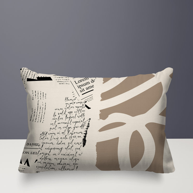 Oreiller rectangulaire réversible intérieur / extérieur Vaya, Beige / noir / blanc cassé, H 14 po x l 20 po