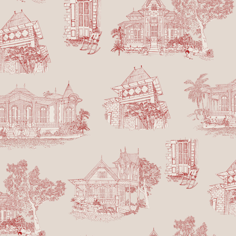 Pain d'épices "Gingerbread Haiti" Wallpaper, ivory-dark red
