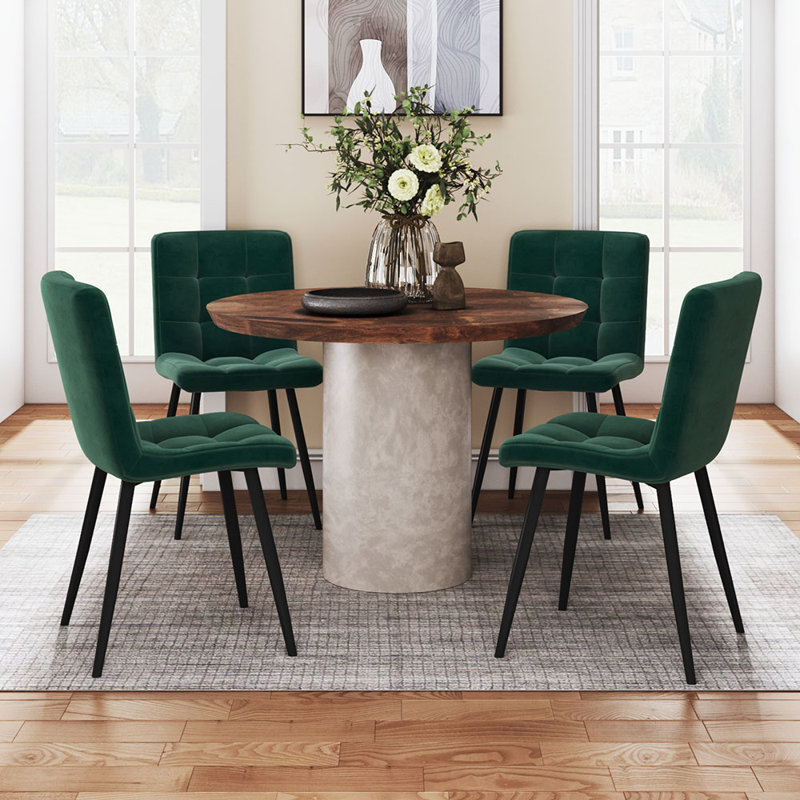 45cm H Upholstered Upholstered Back Side Chair, Green