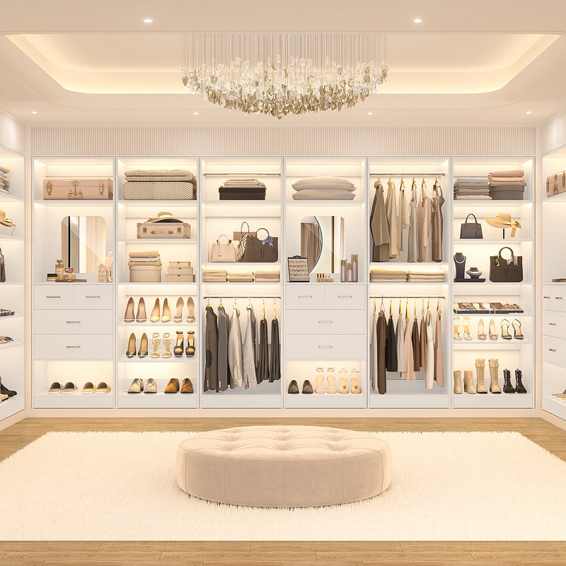  Closet System with 2 Hanging Rods, White