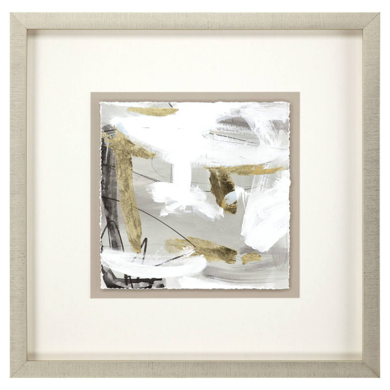 Ivory Gold and Gray Abstract Framed Wall Art