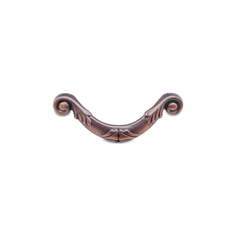 Poignée courbée ornée CP Series, Distressed Copper, 3 1/2"