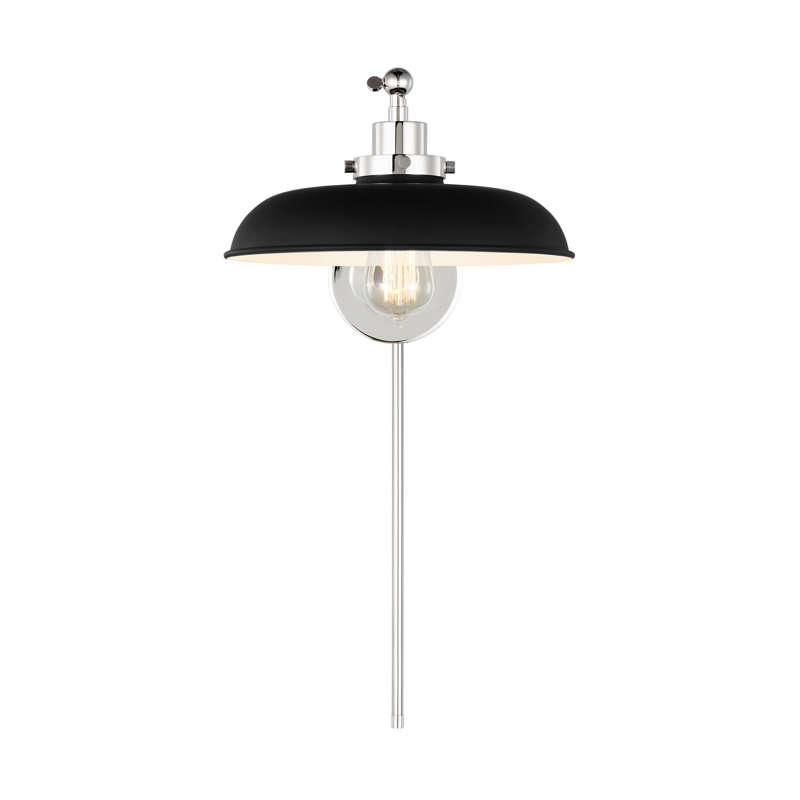 Wellfleet 1 - Light Armed Sconce, Midnight Black, Polished Nickel