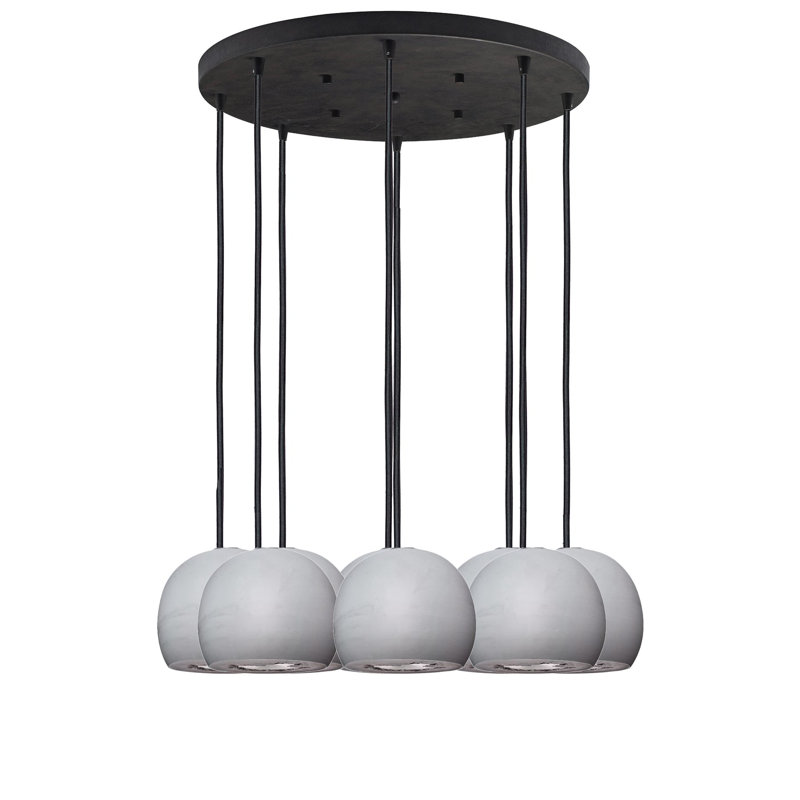 8 - Light Dimmable Globe Chandelier, 120" H x 24" W x 24" D, Black, Gray/Silver