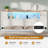 Farmhouse King Storage Bed Frame with Bookcase Headboard, LED Lights, Charging Station & 4 Drawers, Wood Platform Bed, White-413799467-417896241