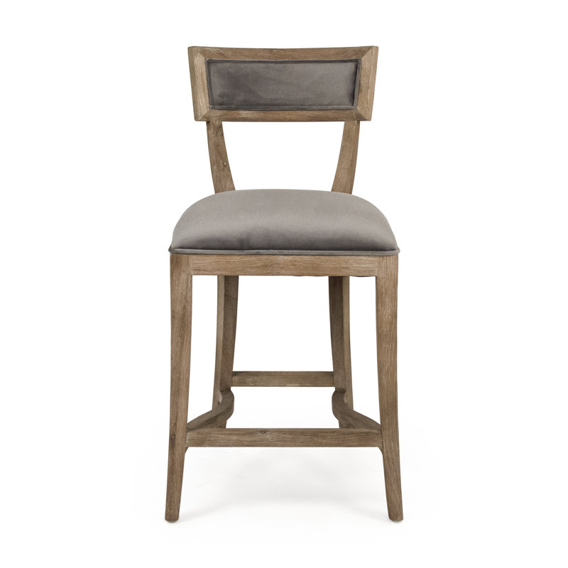 Upholstered Counter Stool with Solid Wood Frame