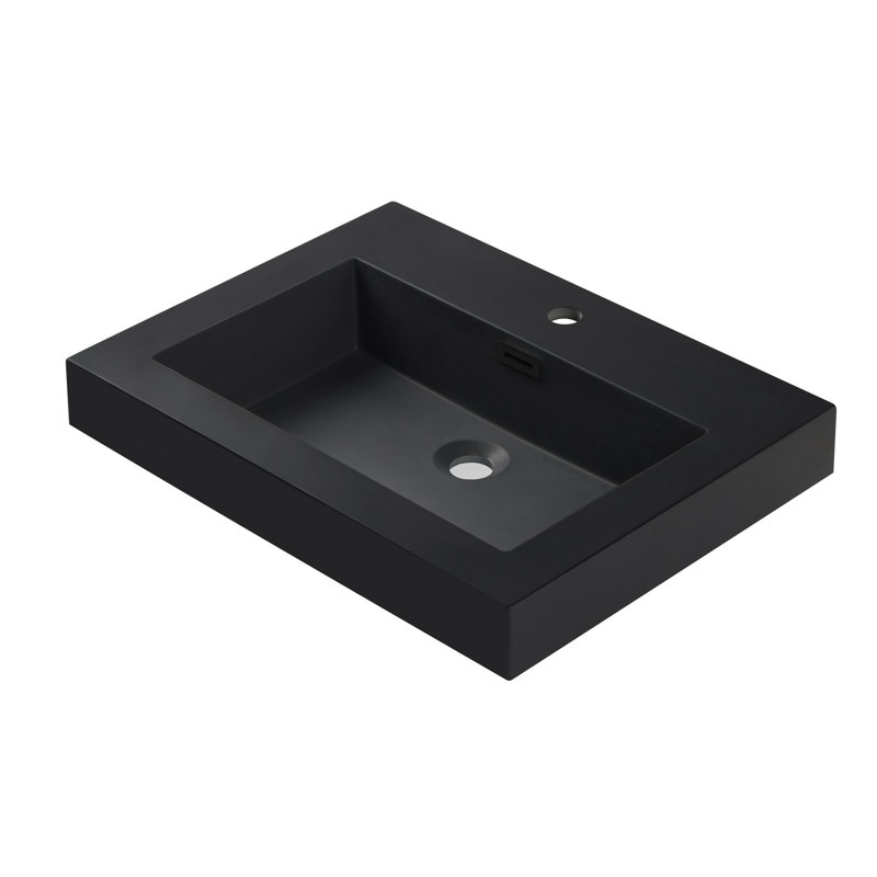 Dowell 24" Rectangular Drop-In Bathroom Sink with Overflow, Black