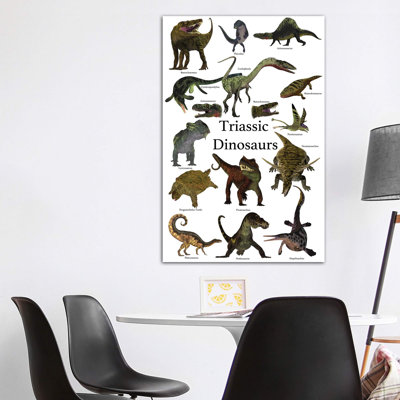 Affiche des dinosaures préhistriques et des reptiles pendant la période triasique par Corey Ford - impression d'art graphique