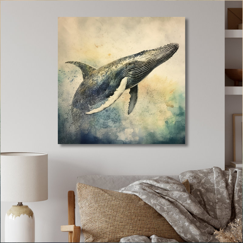 «Graceful Whale - Animals», reproduction d'art sur toile, H 16 po x l 16 po, Toile tendue