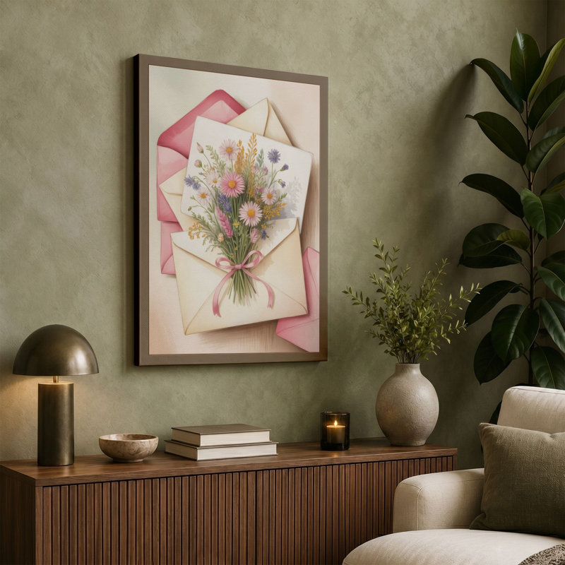 Floral Greeting Card Botanical - Wrapped Canvas, 30x20 - 76.2 x 50.8 cm, White Border