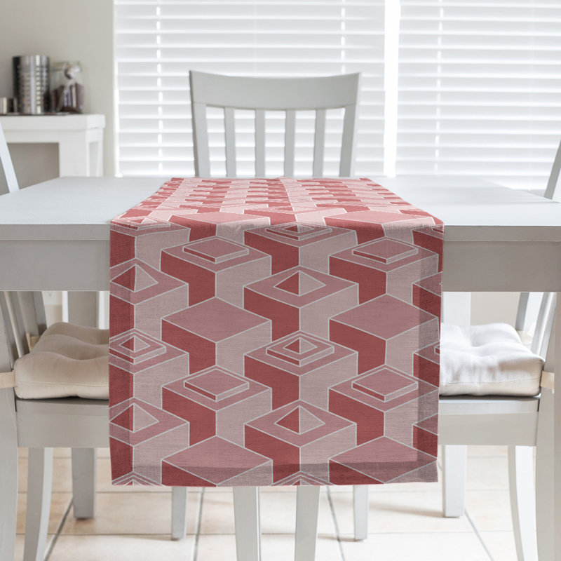 Chemin de table Classic Skyscrapers, 16 po x 72 po, Bleu clair / rose / jaune