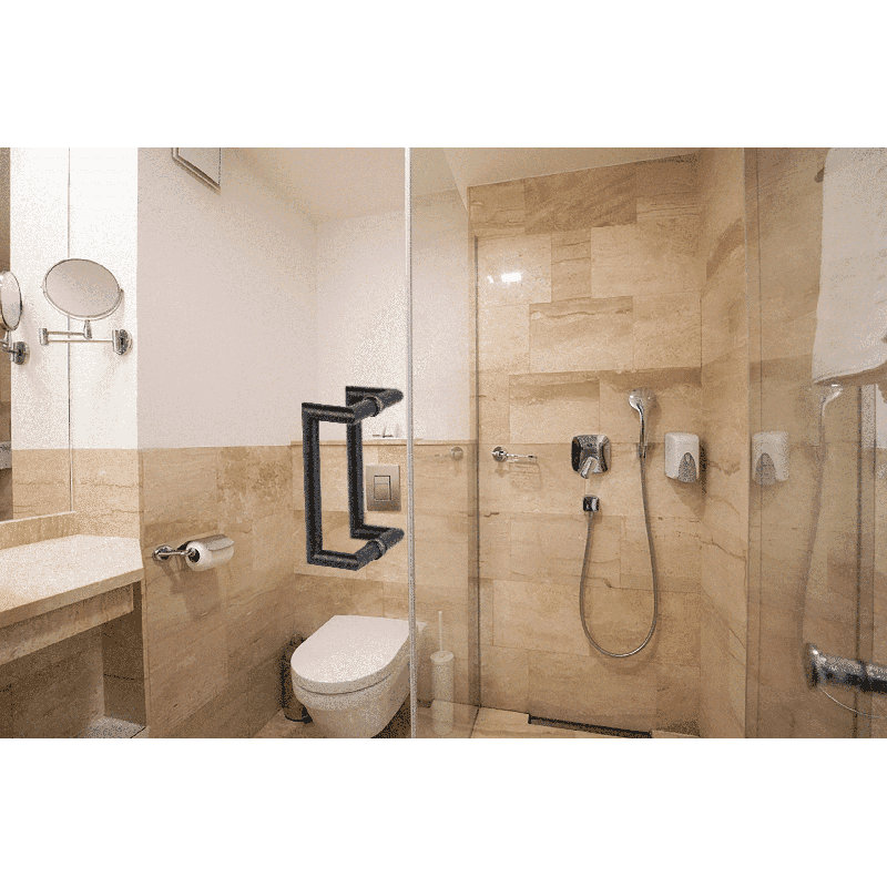 Poignée de douche / porte en verre 8? Décalage rond «C» en acier inoxydable 304, Satin