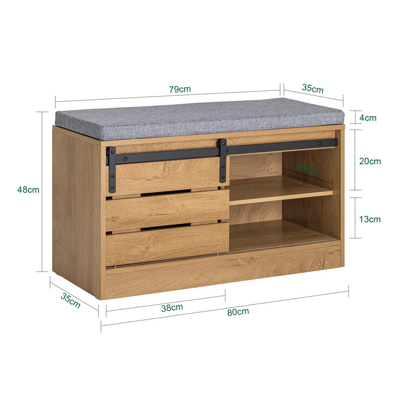 6 Pair Shoe Bench, Wooden Natural