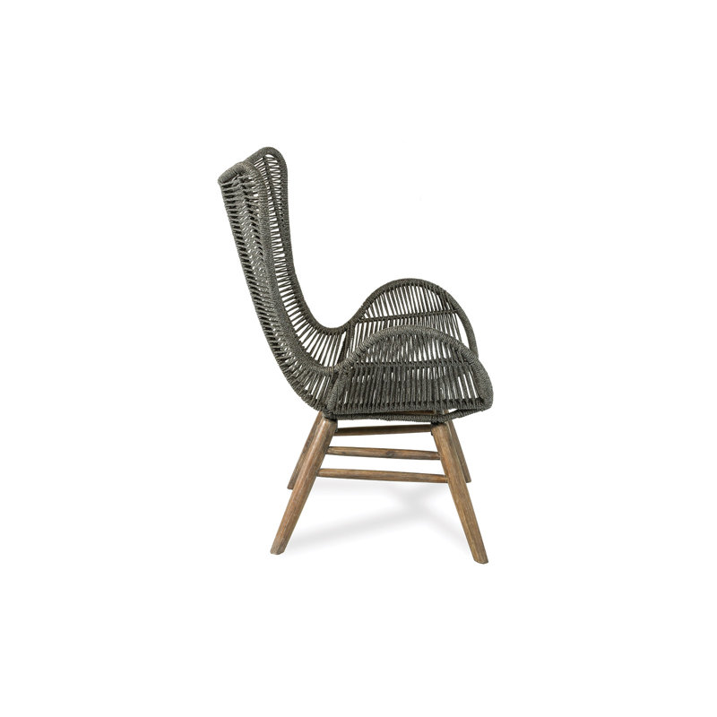 Brown Acacia and Eucalyptus Lounge Chair with Ottoman