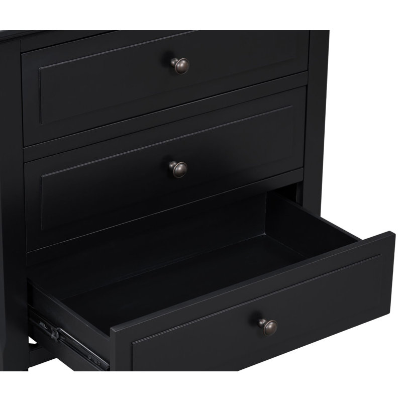 Armoire de rangement à 3 tiroirs, Noir
