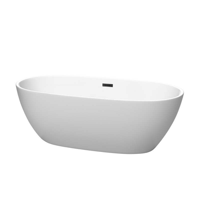 Juno 67'' x 32'' Soaking Acrylic Bathtub, Matte White/Matte Black