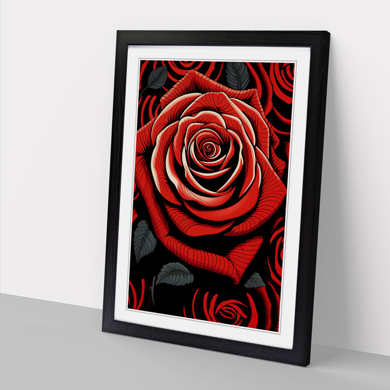 Rose Op - Single Picture Frame Print on Wood, 34cm H x 25cm W x 2cm D, Black