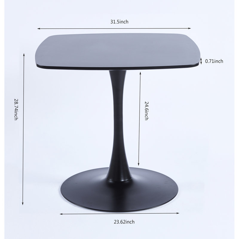 Table de salle à manger, noir mat, pieds en métal stables, facile à assembler et à entretenir, profondeur de 31,43 po, capacité de charge de 220 lb, poids de la table noire avec plateau de 35,78 lb, profondeur