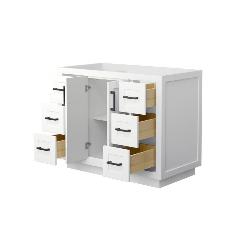 Base de meuble-lavabo simple autoportante 41,25 po Miranda, Blanc / noir mat
