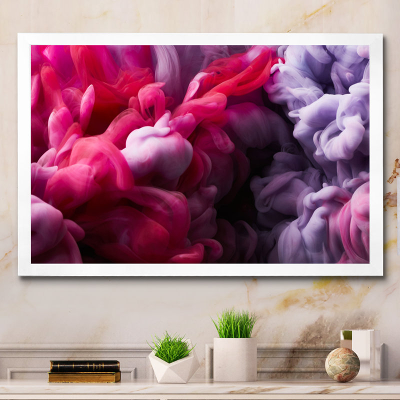 Encre liquide rose et bleue VI, reproduction sur toile flottante, H 8 po x l 12 po x P 1 po, Cadre photo blanc