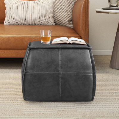Elliona Square Top-Grain Leather Ottoman