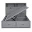 Wood Queen Size Bed With Hydraulic Storage Function, Led Headboard & Charging Contraption, 2 Drawers, Grey Interior Compartment, Headboard, Potential Drawers-1090453369