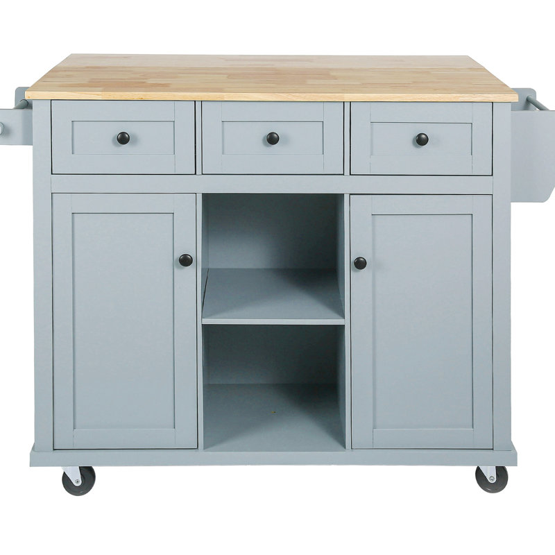 Drop Kitchen Cart With Metal Frame And Practical Design White Cabinet Door Shelves Smooth Rolling Wheels, White